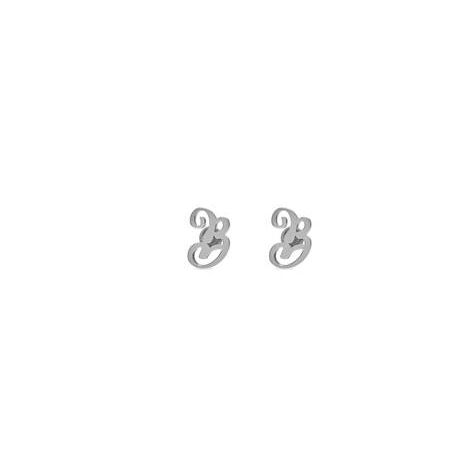 Men's Balenciaga Typo B Earrings Jewelry Silver | 1579CQYVX