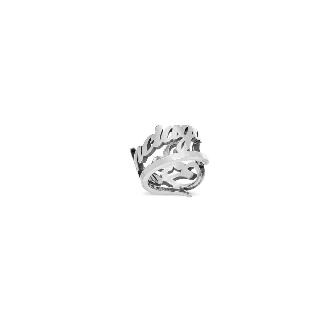 Men's Balenciaga Typo Ring Jewelry Silver | 0256QMXWU