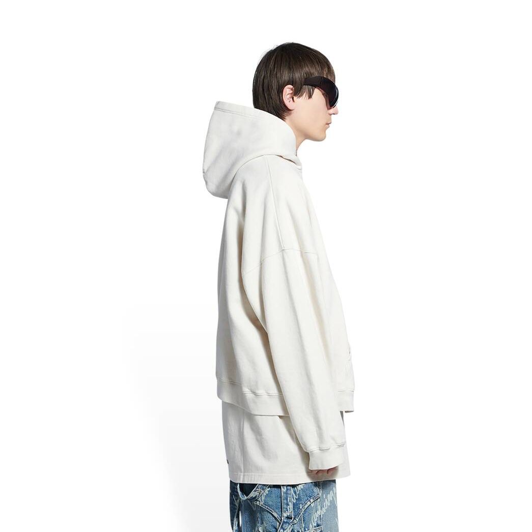 Men's Balenciaga Unity Wide Fit Hoodie White | 9387KMCLU