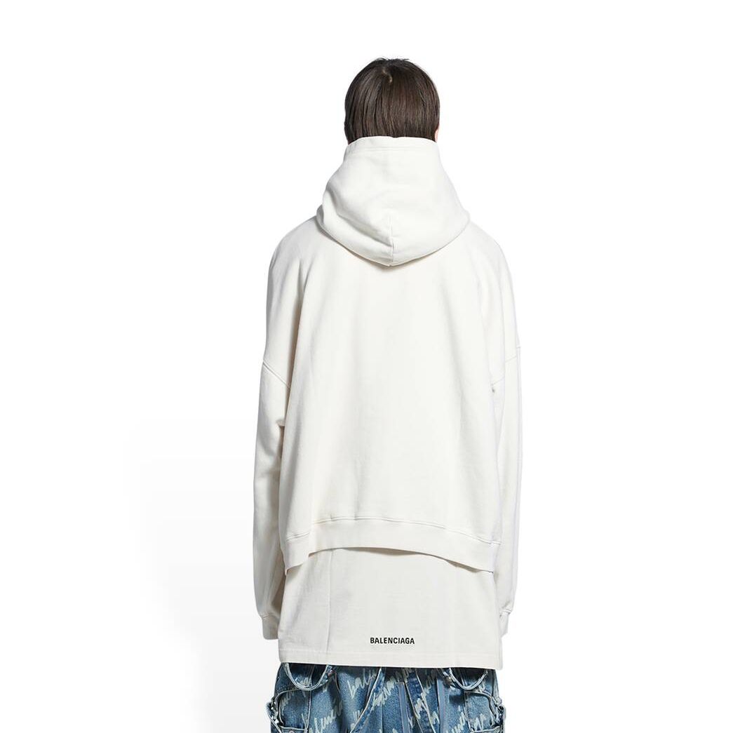 Men's Balenciaga Unity Wide Fit Hoodie White | 9387KMCLU