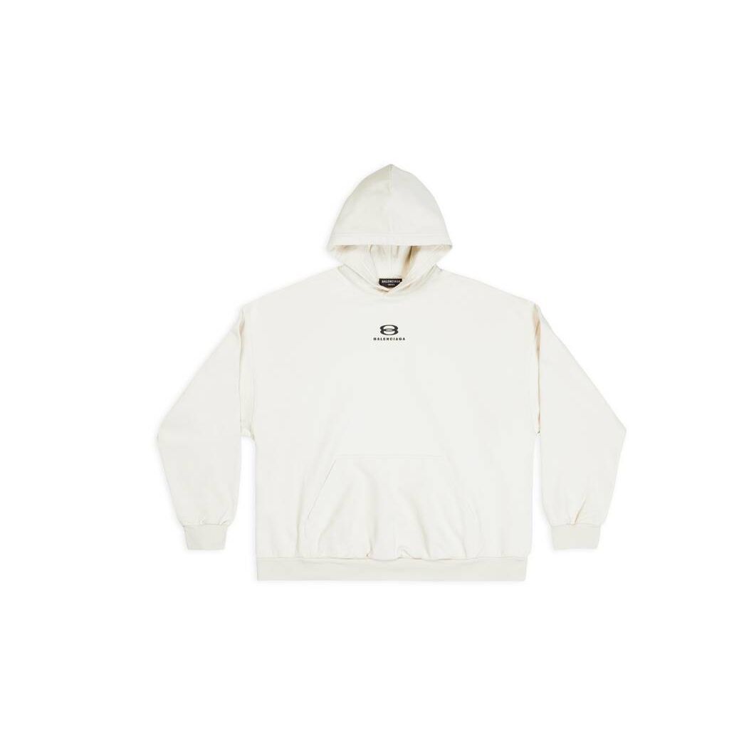 Men's Balenciaga Unity Wide Fit Hoodie White | 9387KMCLU