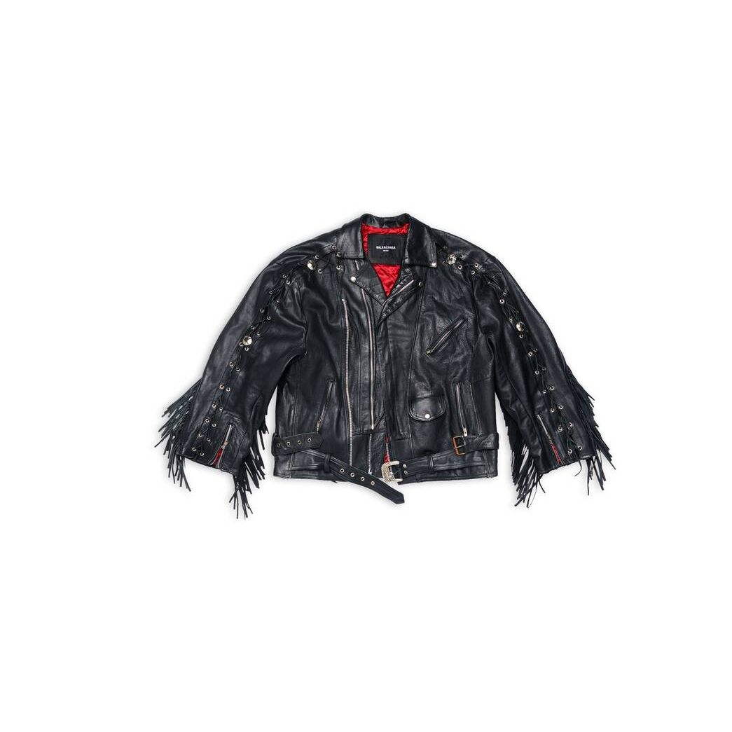 Men's Balenciaga Upcycled Biker Jackets Black | 2901HDIZP