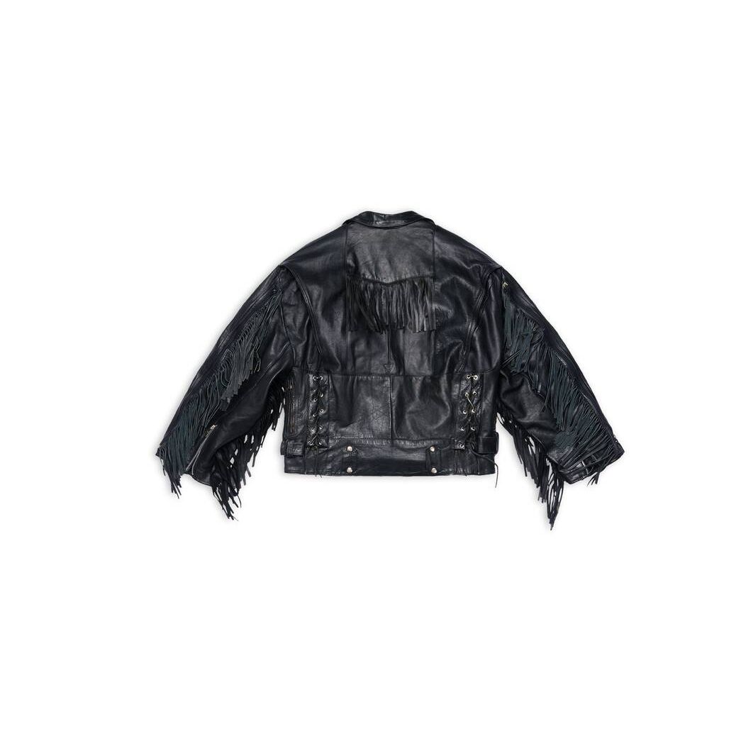 Men's Balenciaga Upcycled Biker Jackets Black | 2901HDIZP