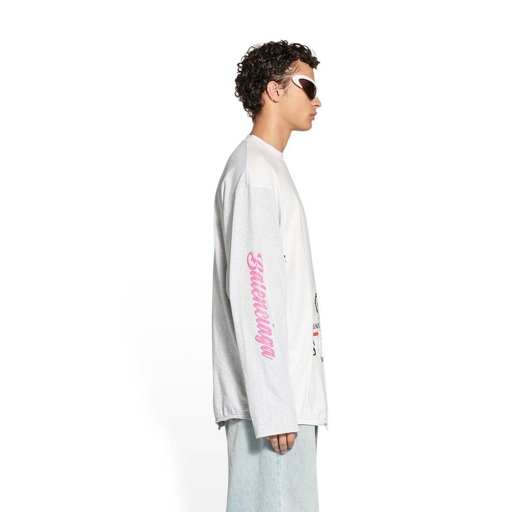 Men's Balenciaga Upside Down Long Sleeve T Shirts White | 1476RSGLQ