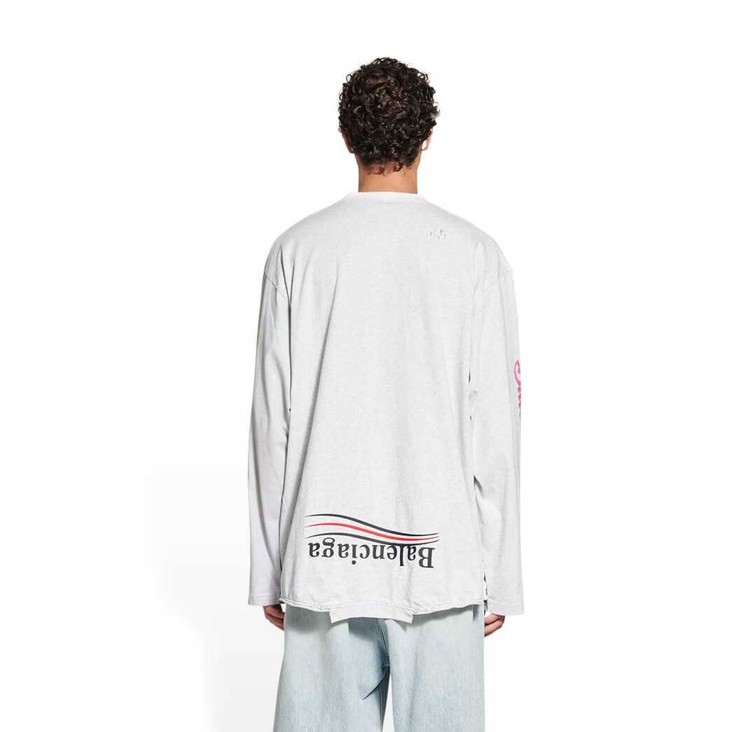 Men's Balenciaga Upside Down Long Sleeve T Shirts White | 1476RSGLQ