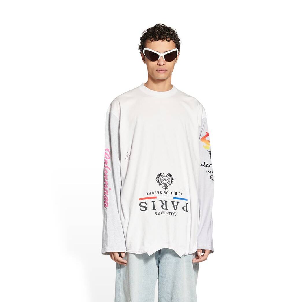 Men's Balenciaga Upside Down Long Sleeve T Shirts White | 1476RSGLQ