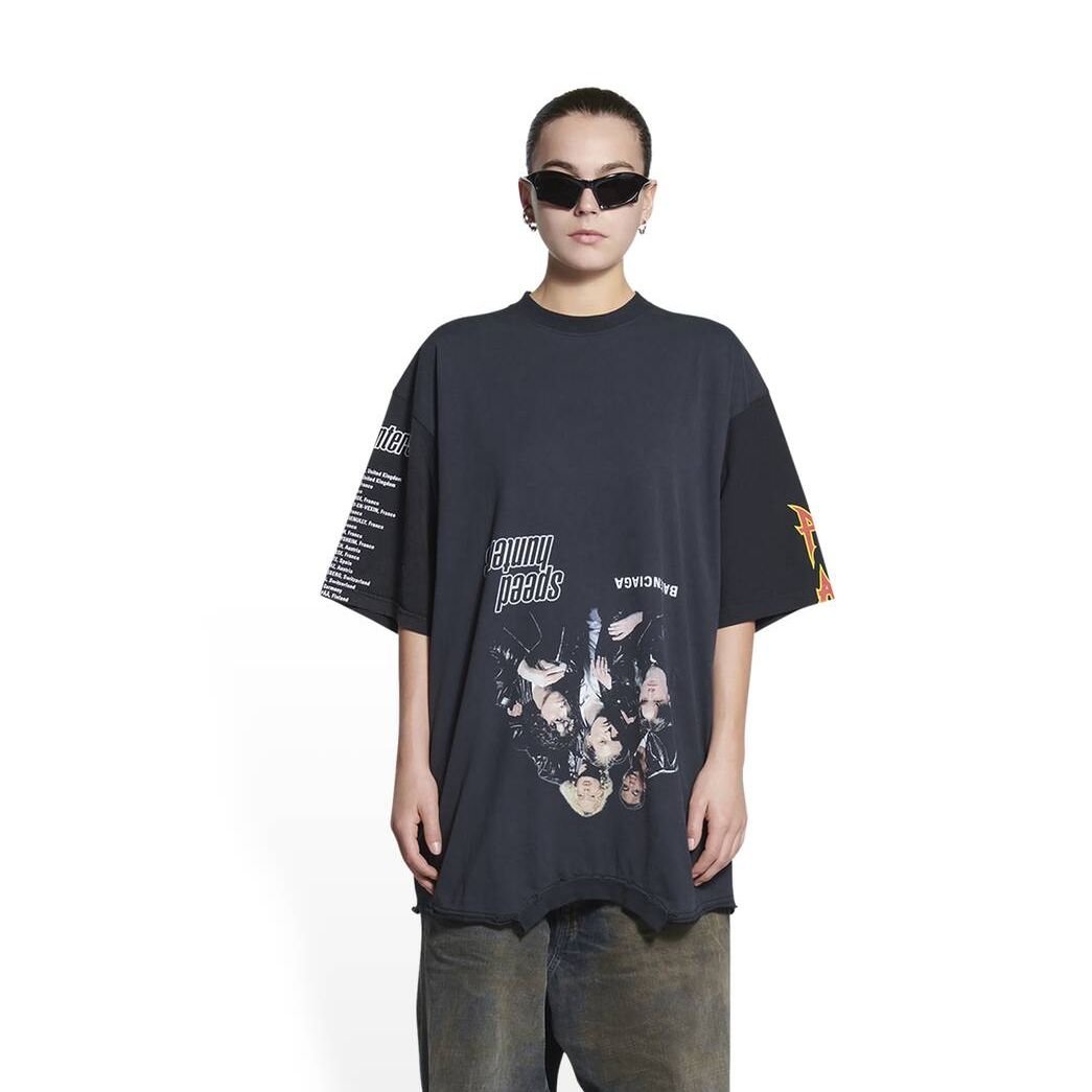 Men's Balenciaga Upside Down T Shirts Black | 4703OMWJK