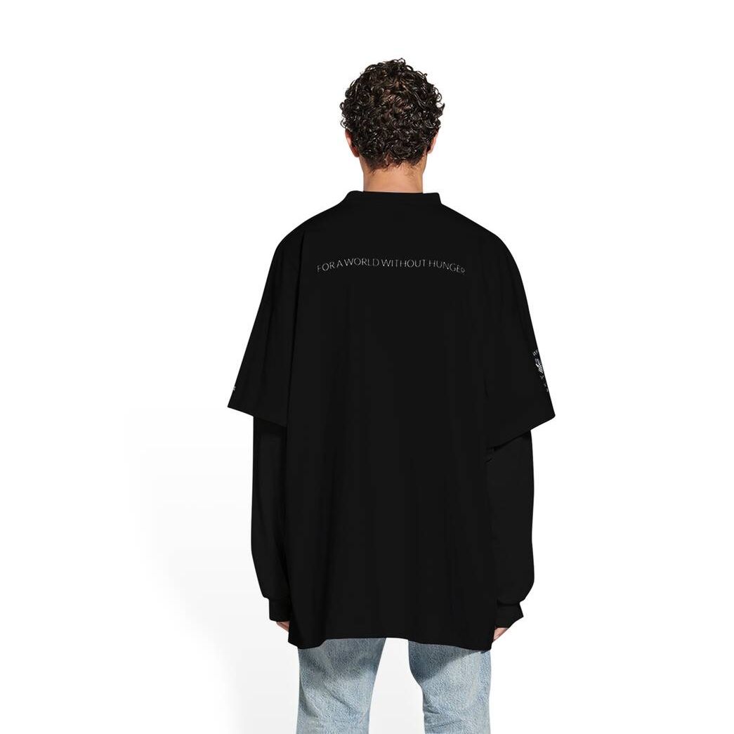 Men's Balenciaga Wfp Double Sleeves T Shirts Black | 0743EYNMU