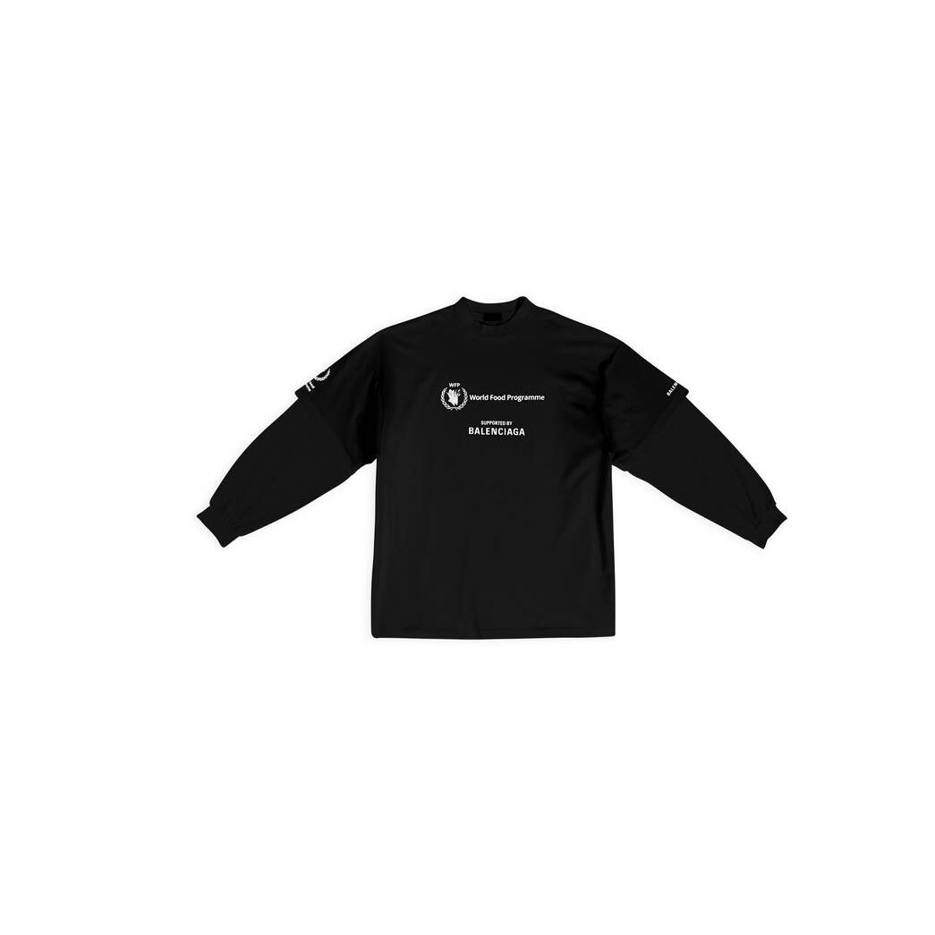 Men's Balenciaga Wfp Double Sleeves T Shirts Black | 0743EYNMU