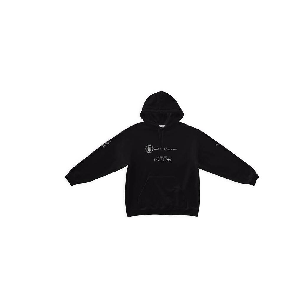 Men's Balenciaga Wfp Medium Fit Hoodie Black | 5149ISTWO