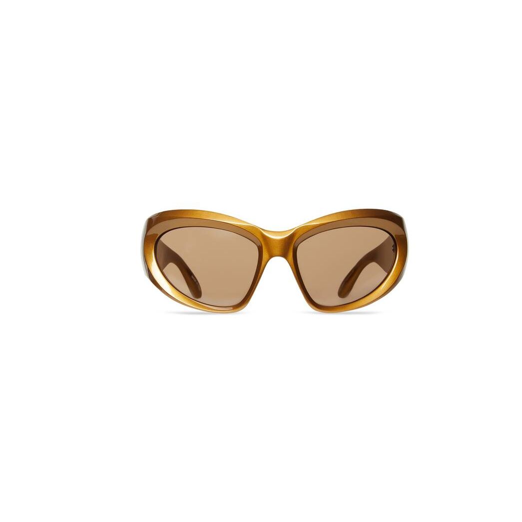 Men\'s Balenciaga Wrap D-frame Sunglasses Gold | 8059OHZSF