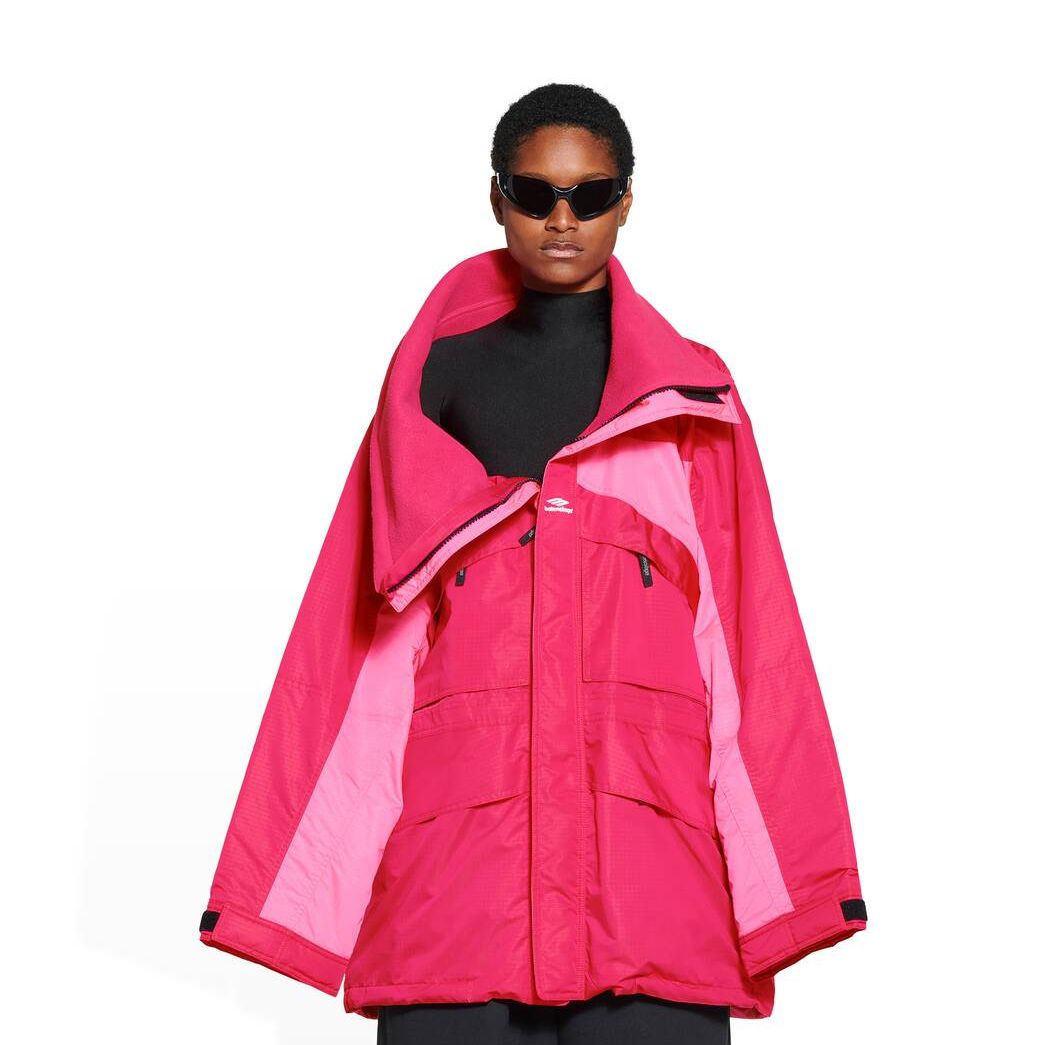 Women's Balenciaga 3b Sports Icon High Collar Parka Jackets Pink | 9810CJRFI