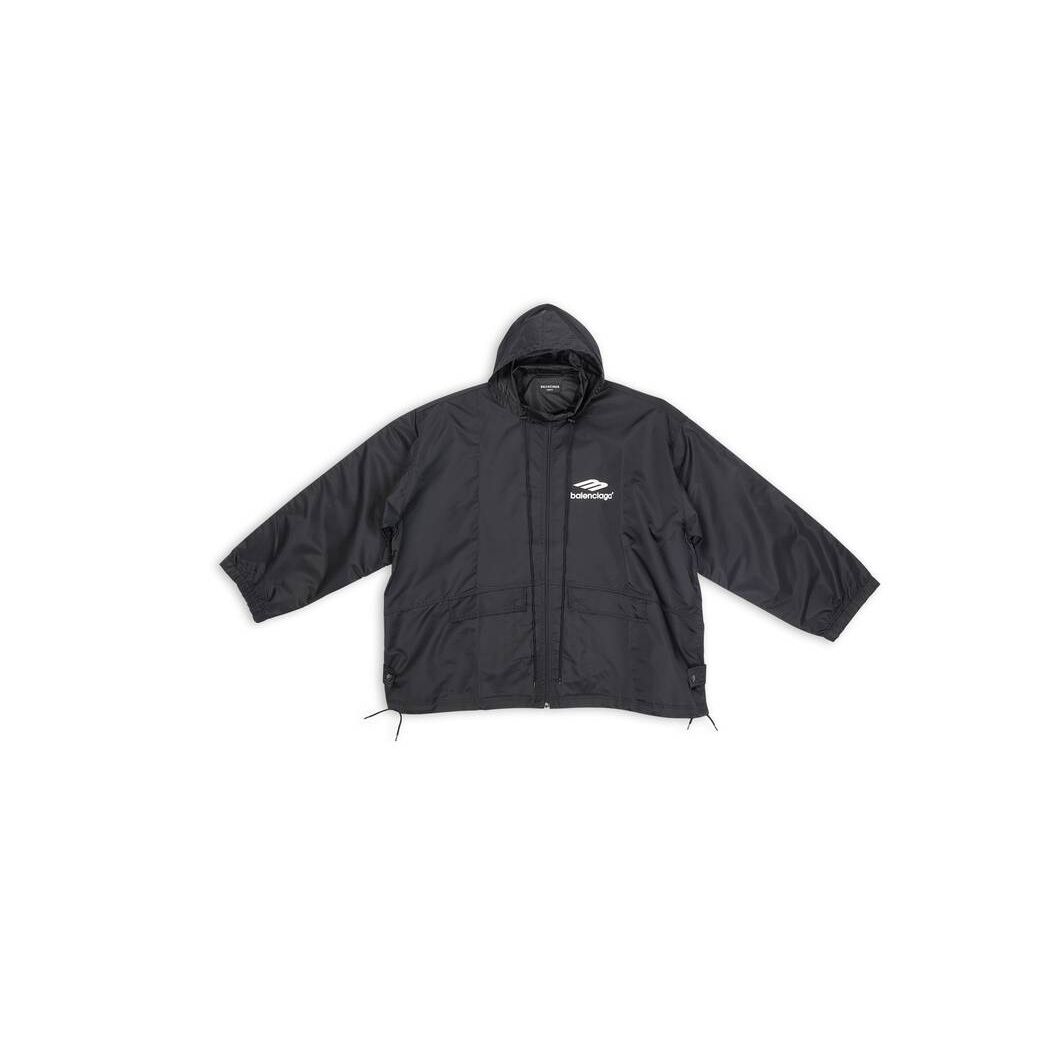 Women's Balenciaga 3b Sports Icon Pleated Windbreaker Jackets Black | 1948JPUCX