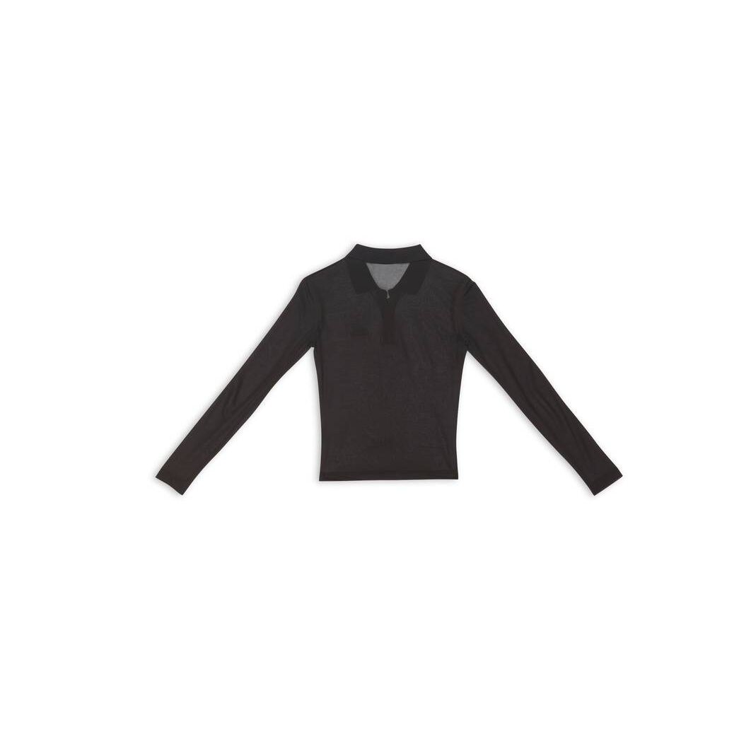 Women's Balenciaga 3b Sports Icon Shrunk Polo Shirt Tops Black | 8307OXJAW