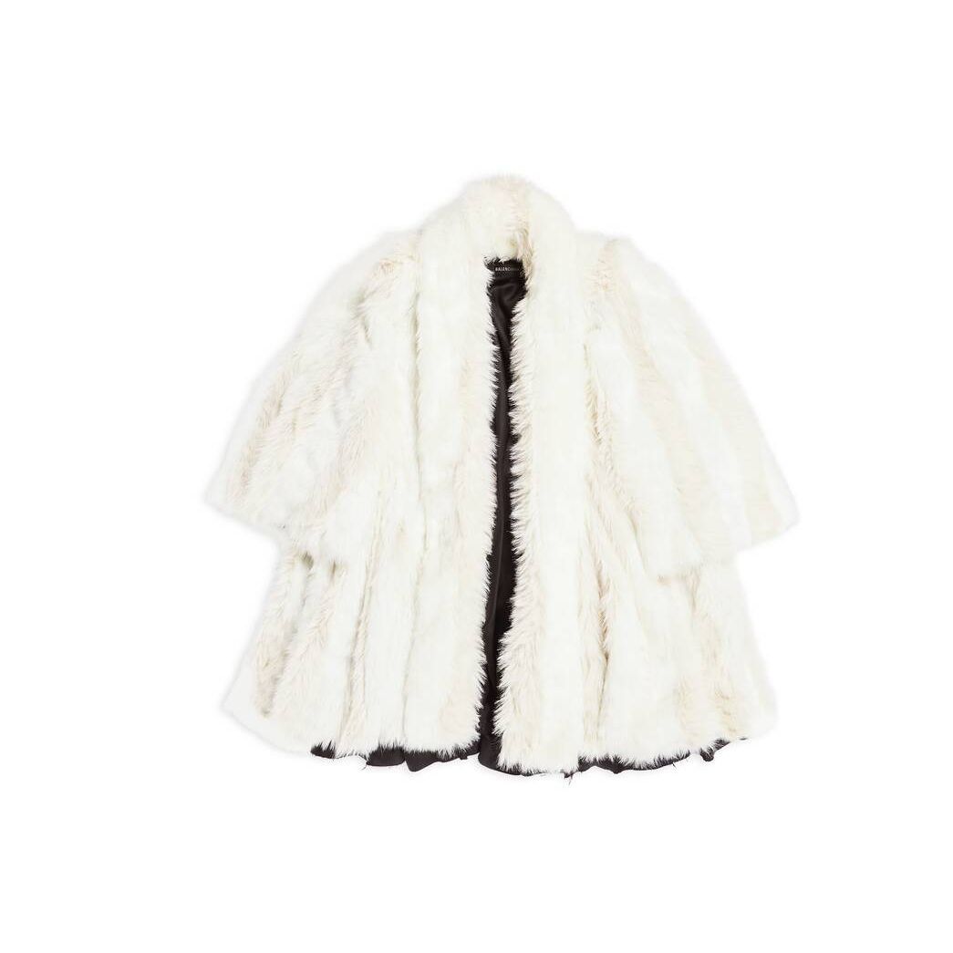 Women's Balenciaga A-line Coat Jackets White | 4092NAFOE