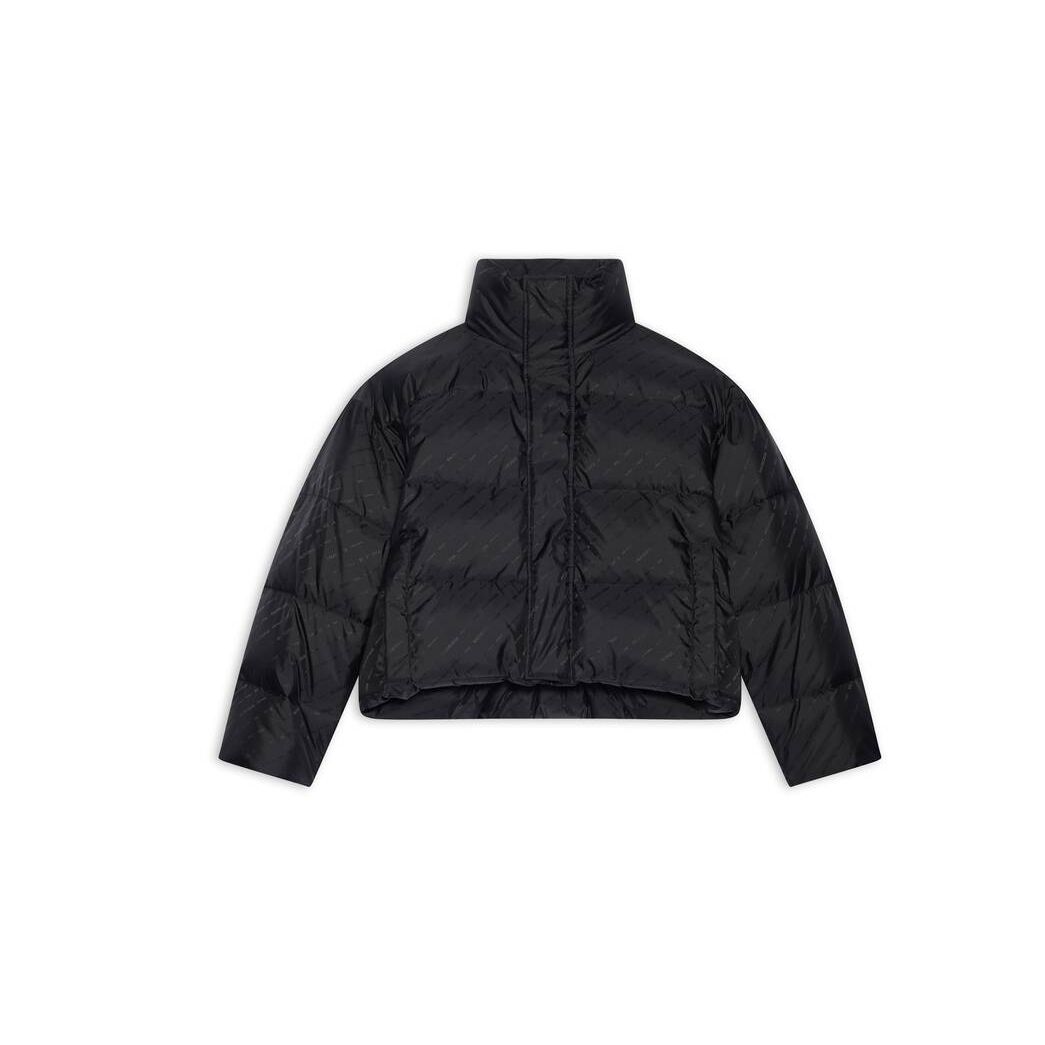 Women's Balenciaga Allover Logo Bb Puffer Jackets Black | 9360TCYOW