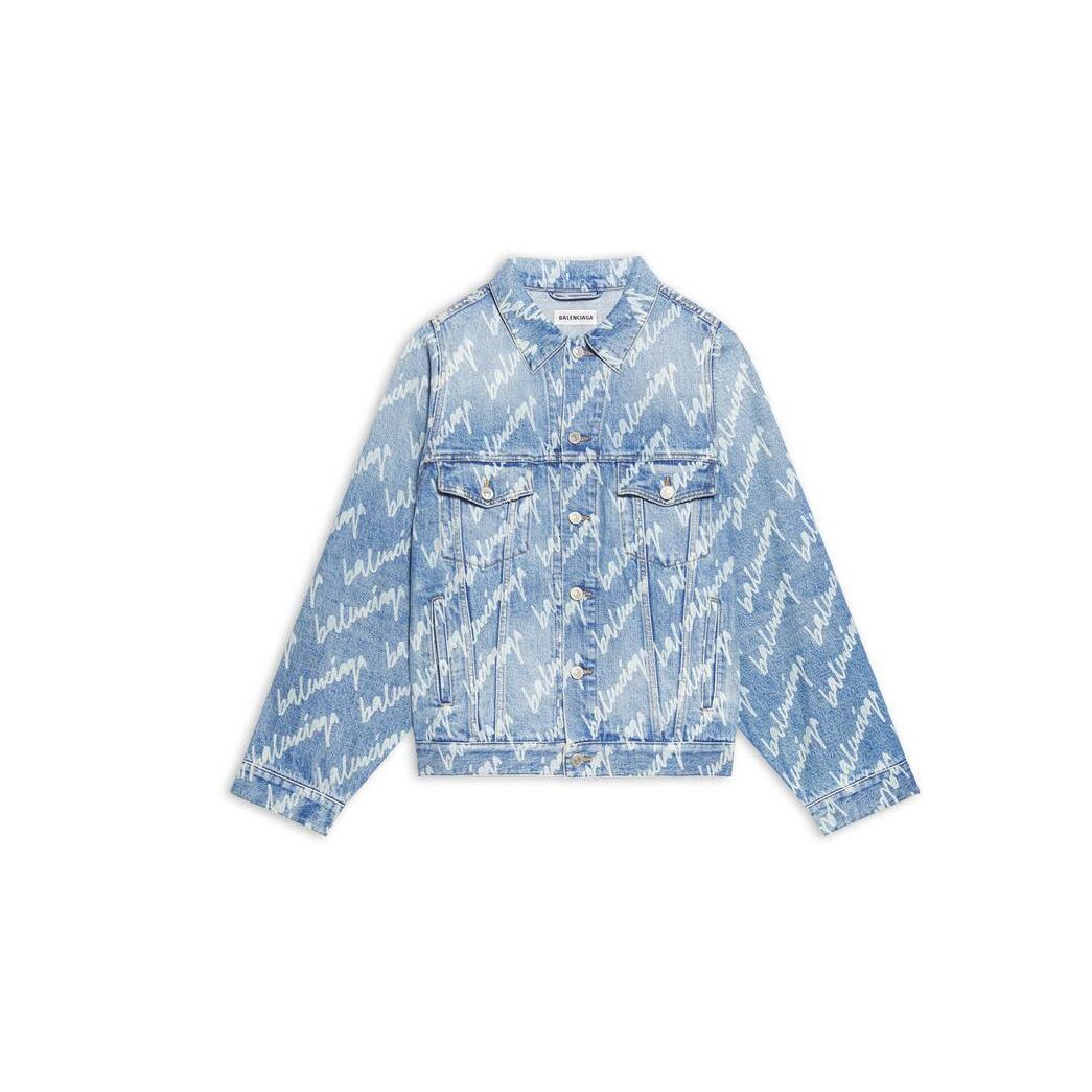 Women's Balenciaga Allover Logo Bell Sleeve Jackets Indigo | 1524VNKTW