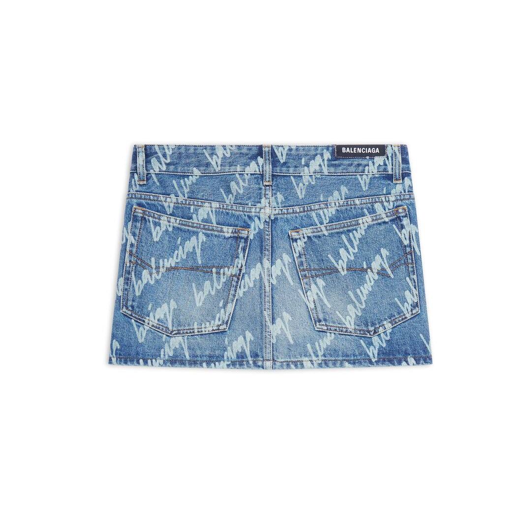 Women's Balenciaga Allover Logo Low Waist Mini Skirts Indigo | 4190ORTLN