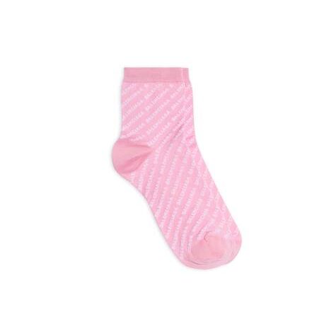 Women's Balenciaga Allover Logo Socks Pink | 1954TSELR