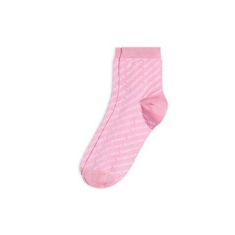 Women's Balenciaga Allover Logo Socks Pink | 1954TSELR