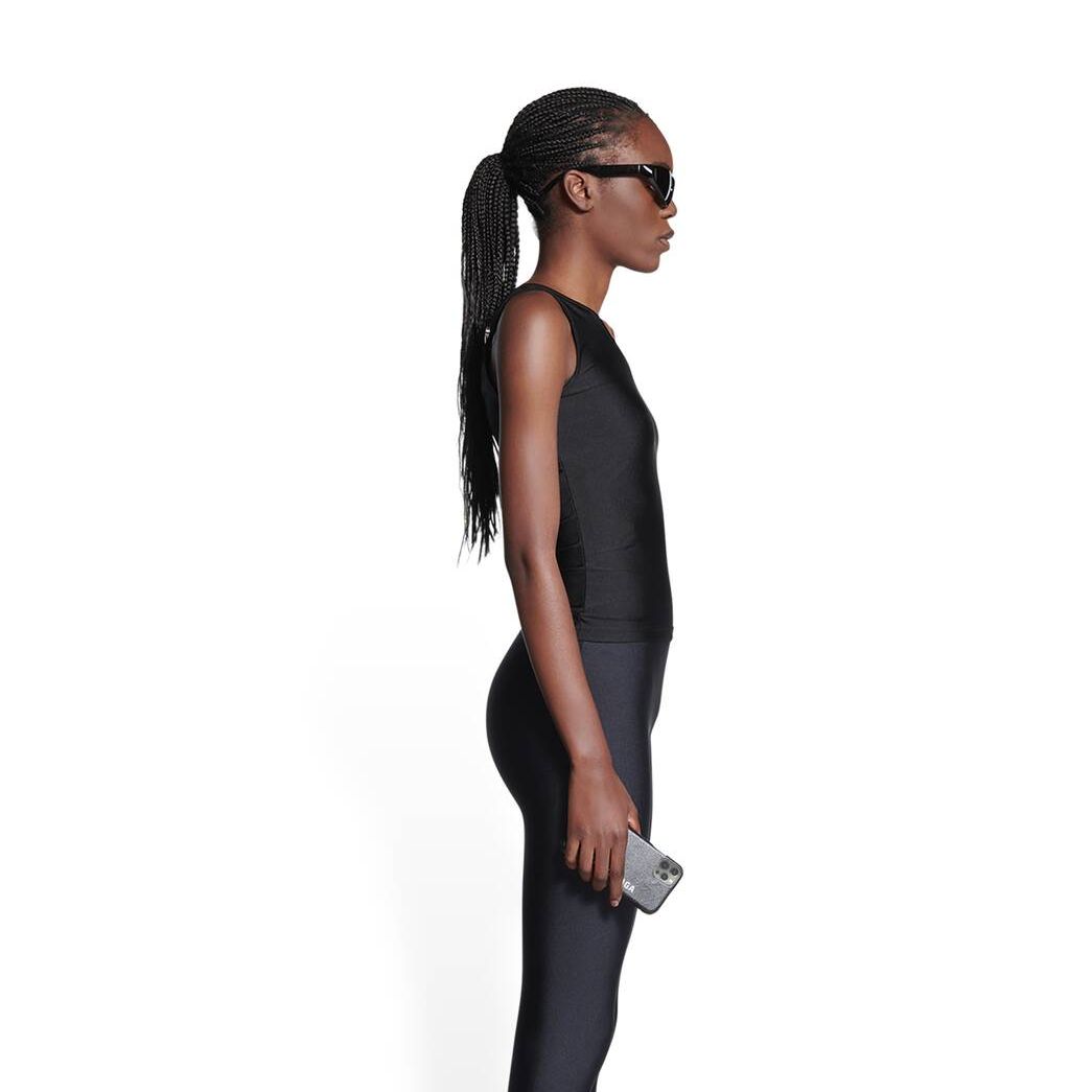 Women's Balenciaga Asymetric Tank Tops Black | 9824ERMHO