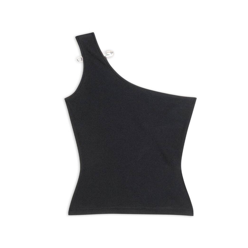 Women's Balenciaga Asymetric Tank Tops Black | 9824ERMHO