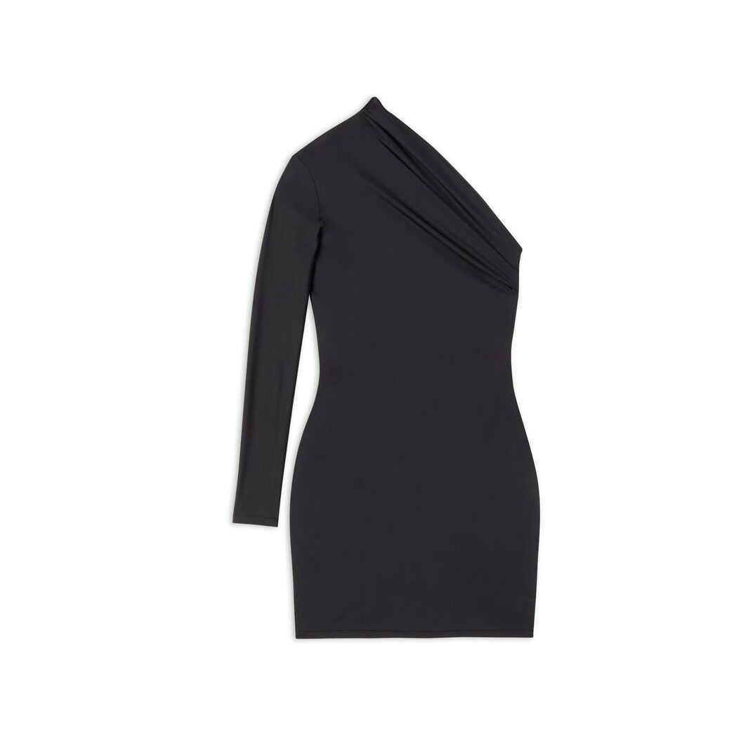 Women's Balenciaga Asymmetric Mini Dress Skirts Black | 3296MTZYX