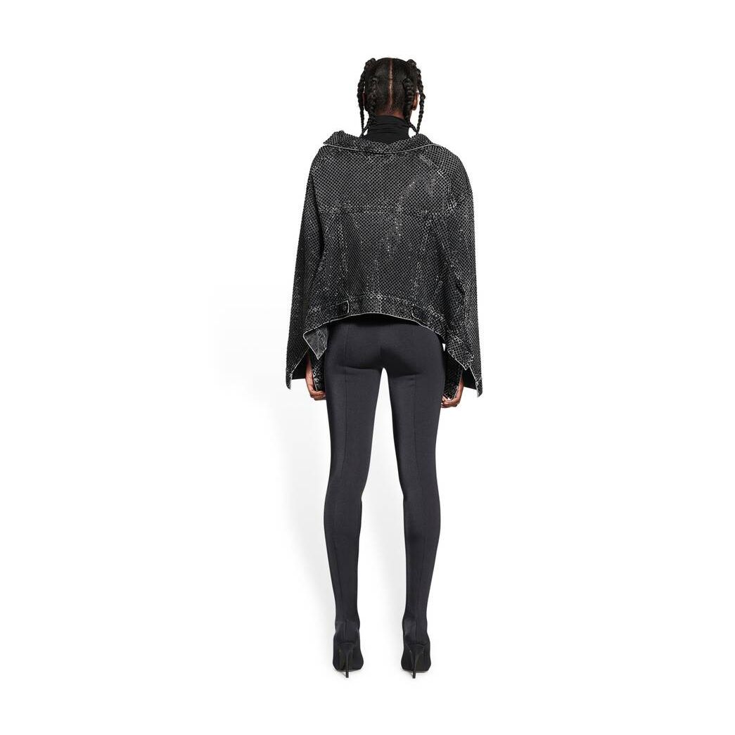 Women's Balenciaga Asymmetric With Rhinestones Jackets Black | 6739OZJDS