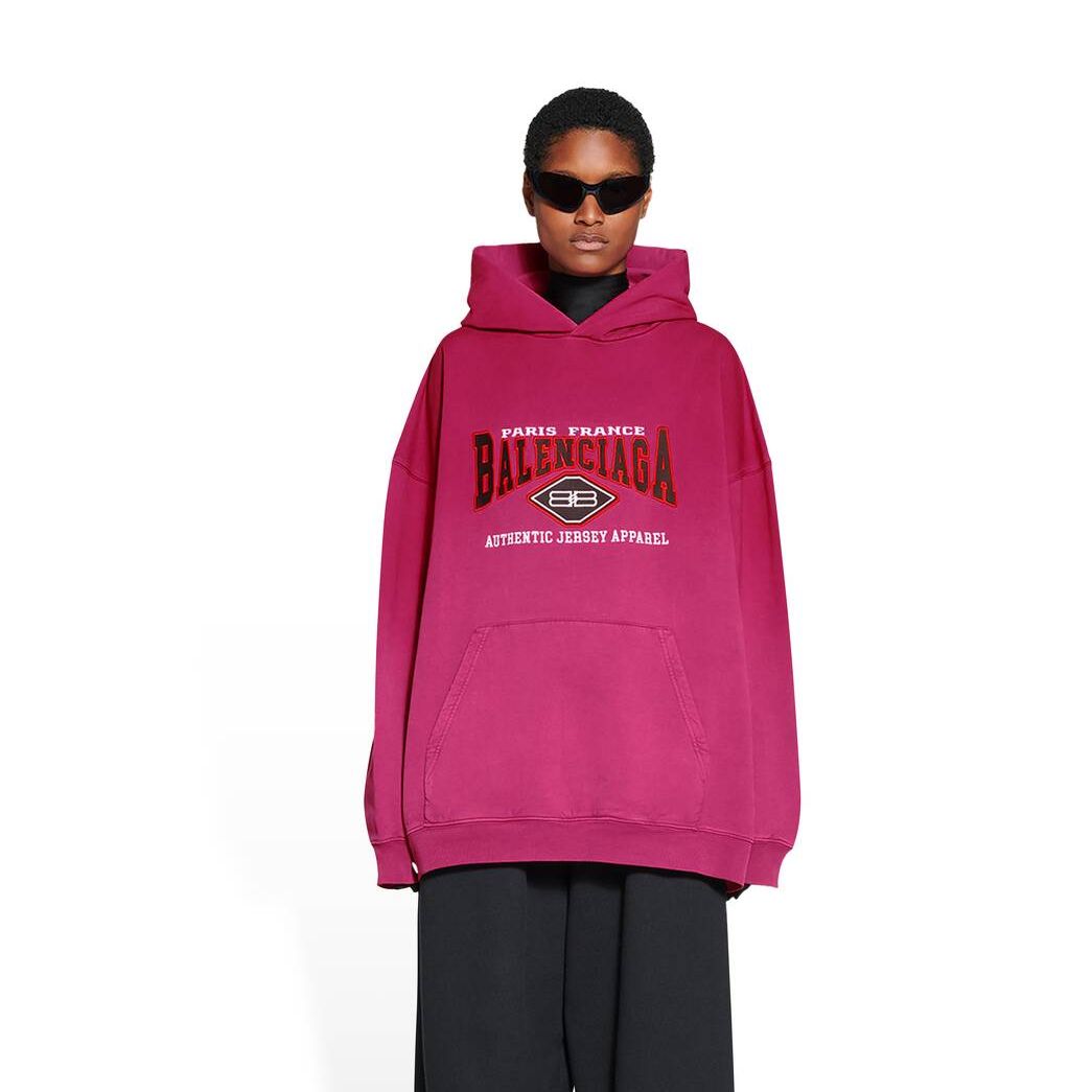 Women's Balenciaga B Authentic Large Fit Hoodie Pink | 0618WCPHT