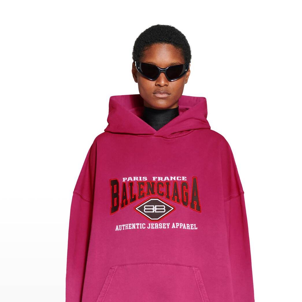 Women's Balenciaga B Authentic Large Fit Hoodie Pink | 0618WCPHT