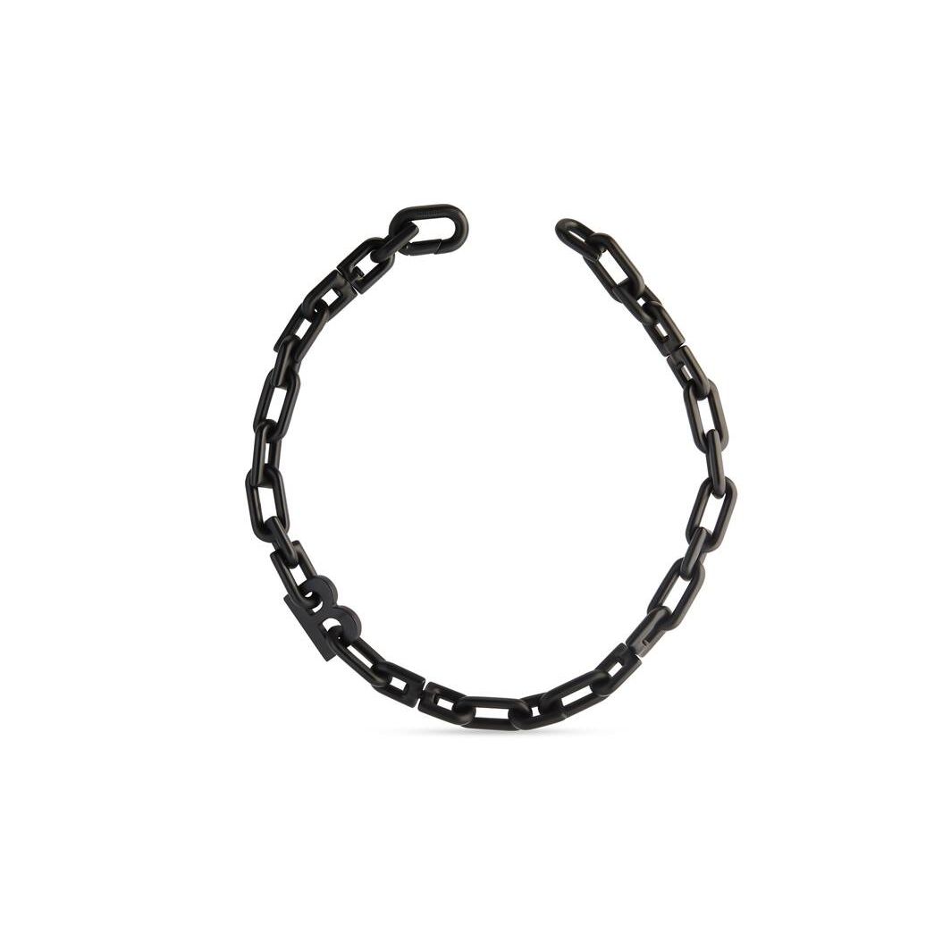 Women's Balenciaga B Chain Thin Necklace Jewelry Black | 1539DFAMU