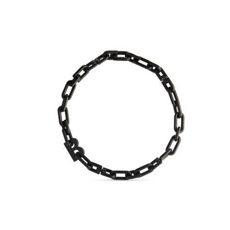 Women's Balenciaga B Chain Thin Necklace Jewelry Black | 1539DFAMU