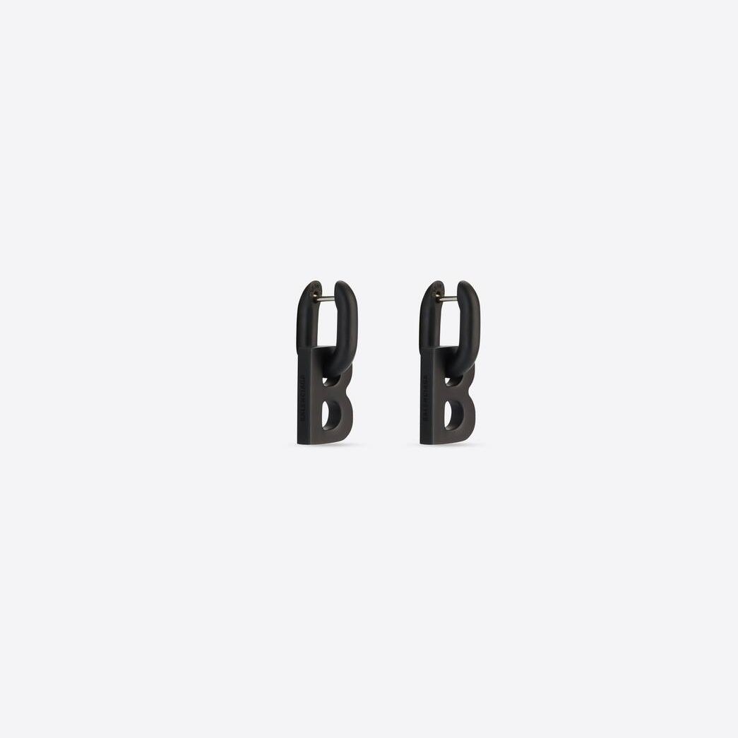 Women's Balenciaga B Chain Xs Earrings Jewelry Black | 2465MYZRS