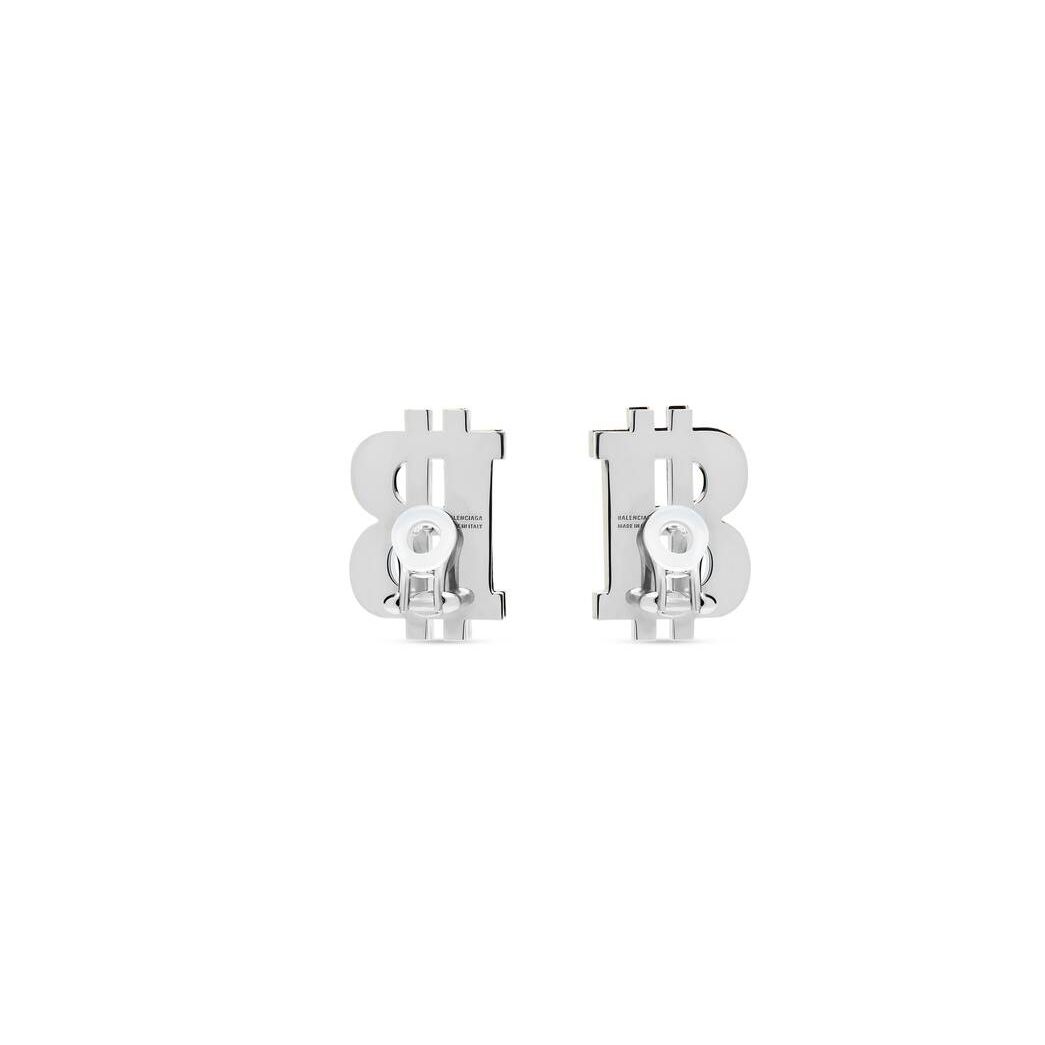 Women's Balenciaga B-coin Earrings Jewelry Silver | 6154PTIEW