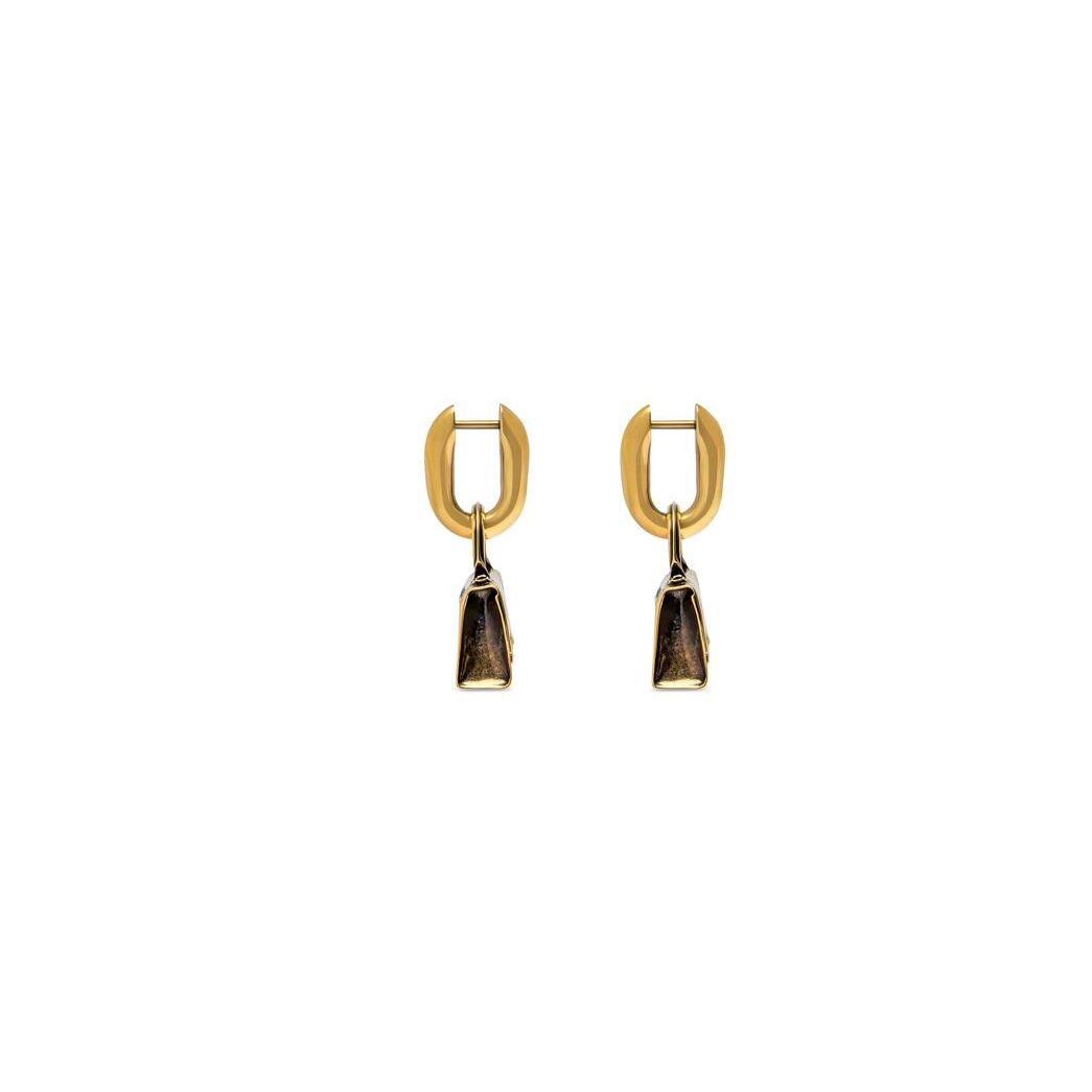 Women's Balenciaga Bag Earrings Jewelry Gold | 3712PEAFM