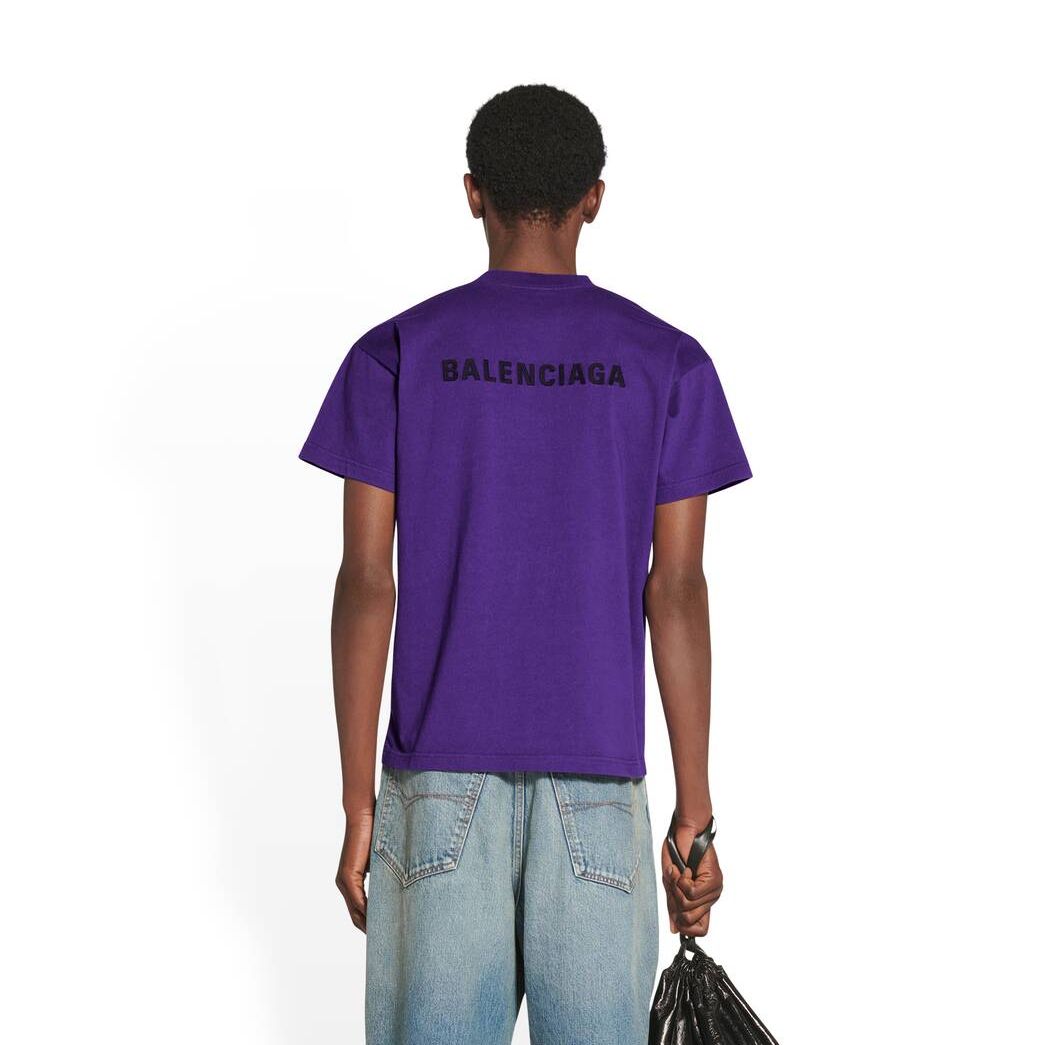 Women's Balenciaga Balenciaga Back Medium Fit T Shirts Purple | 5786FJQNS