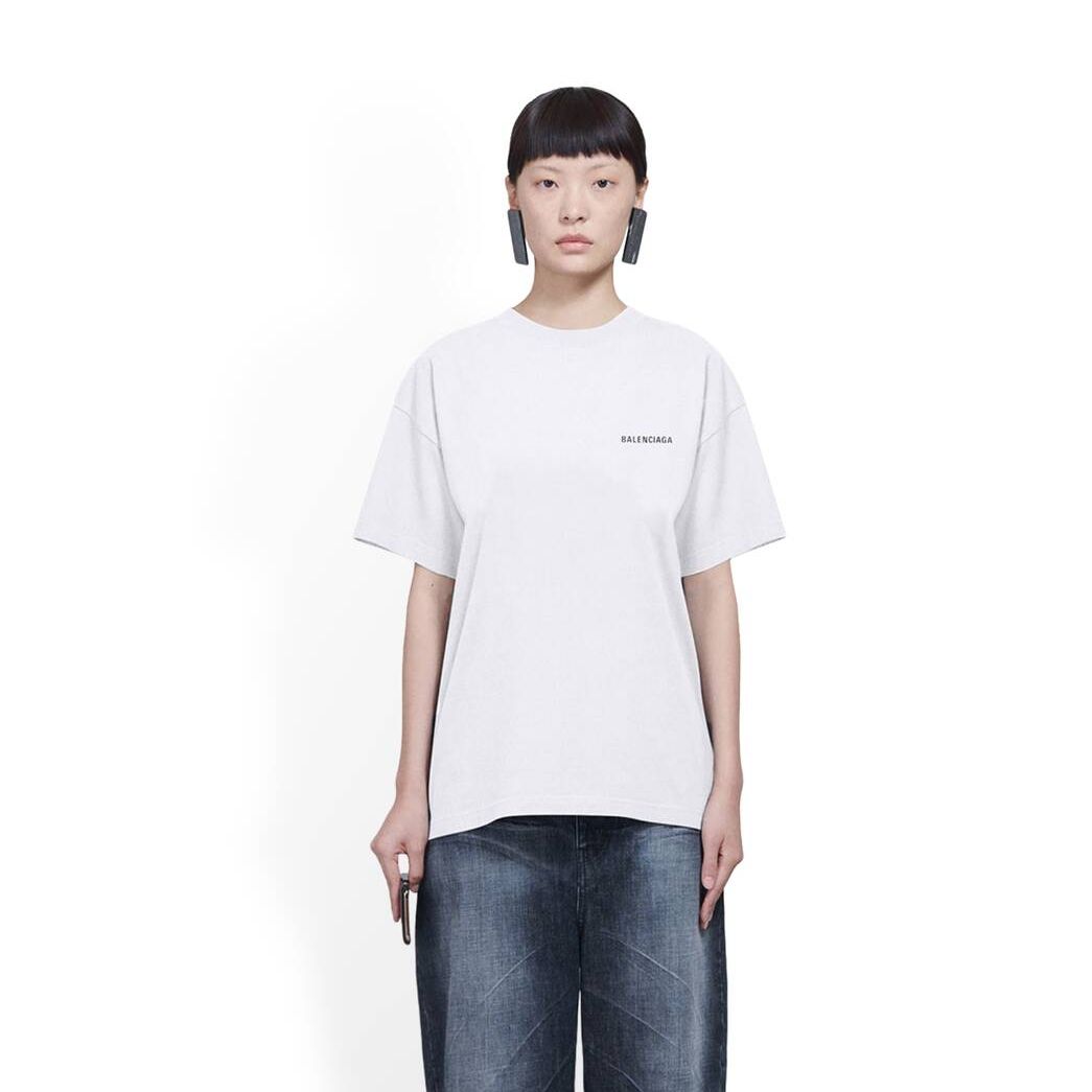 Women's Balenciaga Balenciaga Large Fit T Shirts White | 2950FVJTG