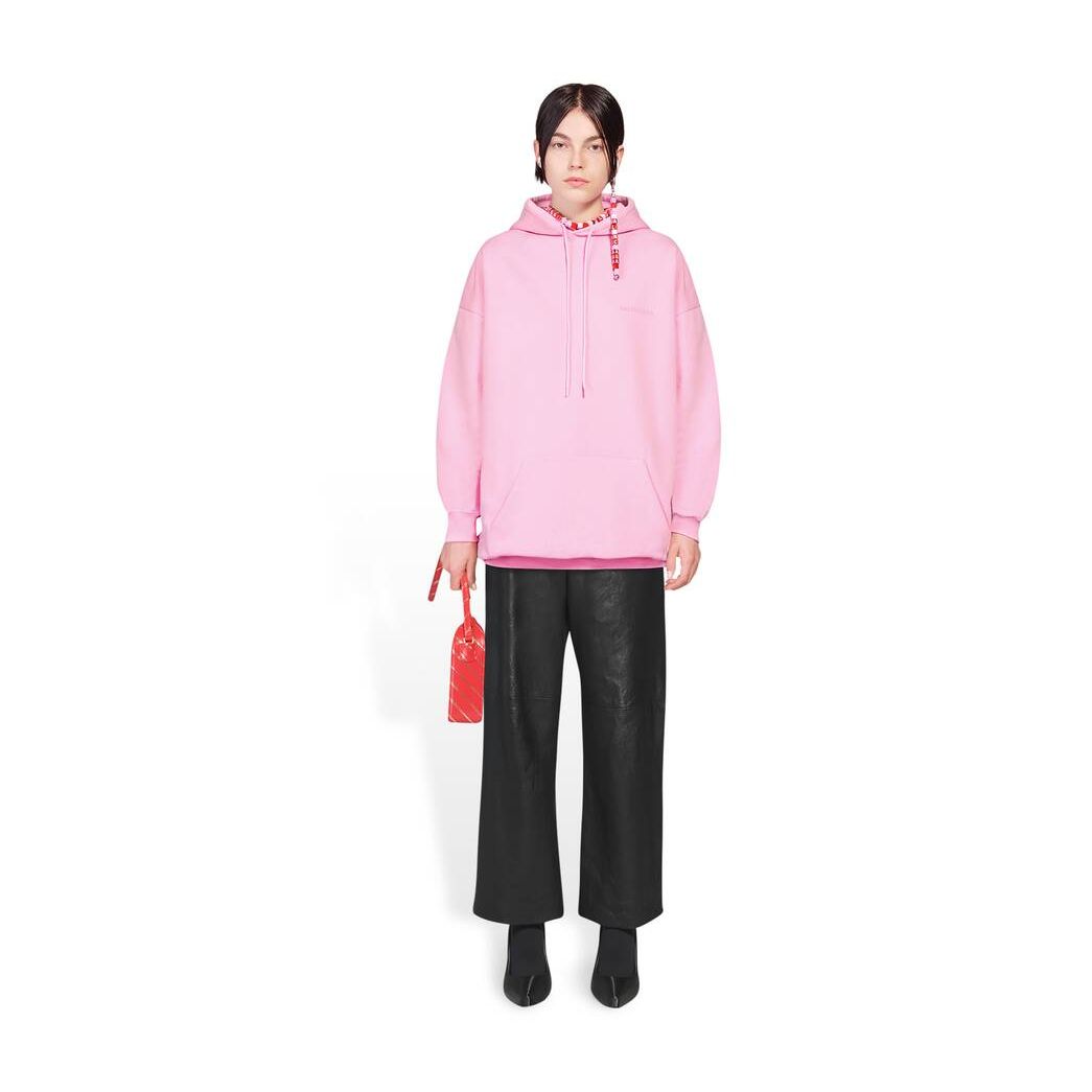 Women\'s Balenciaga Balenciaga Medium Fit Hoodie Pink / White | 0576VRAYH