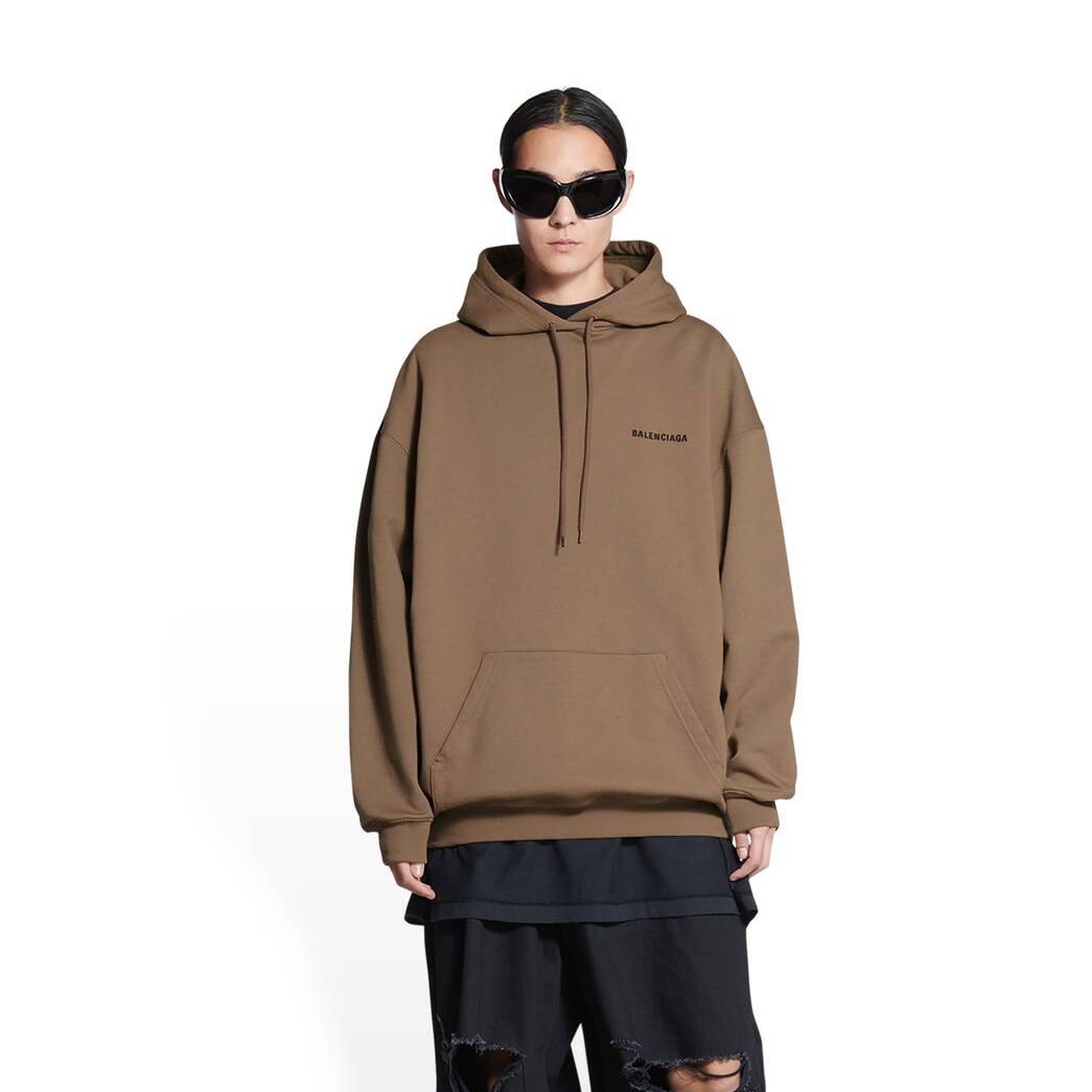 Women's Balenciaga Balenciaga Medium Fit Hoodie Beige | 3028HPNAU