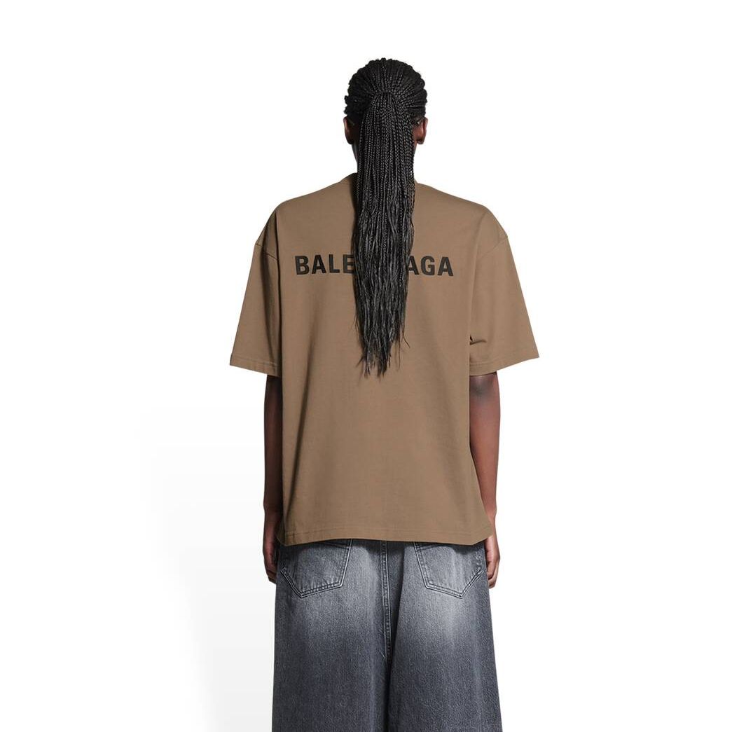 Women's Balenciaga Balenciaga Medium Fit T Shirts Beige | 4538PWLJG