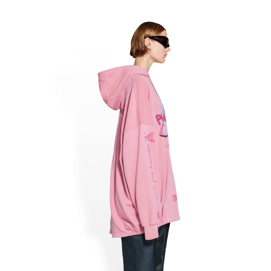 Women's Balenciaga Balenciaga Music Martini Merch Elastic Hem Oversized Hoodie Pink | 8239WPLKC