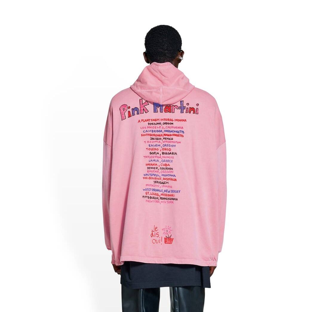 Women's Balenciaga Balenciaga Music Martini Merch Elastic Hem Oversized Hoodie Pink | 8239WPLKC