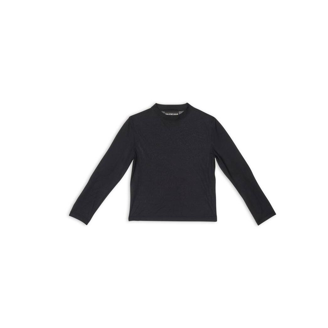 Women's Balenciaga Balenciaga Tab Fitted Long Sleeve T Shirts Black | 1478HOKJP