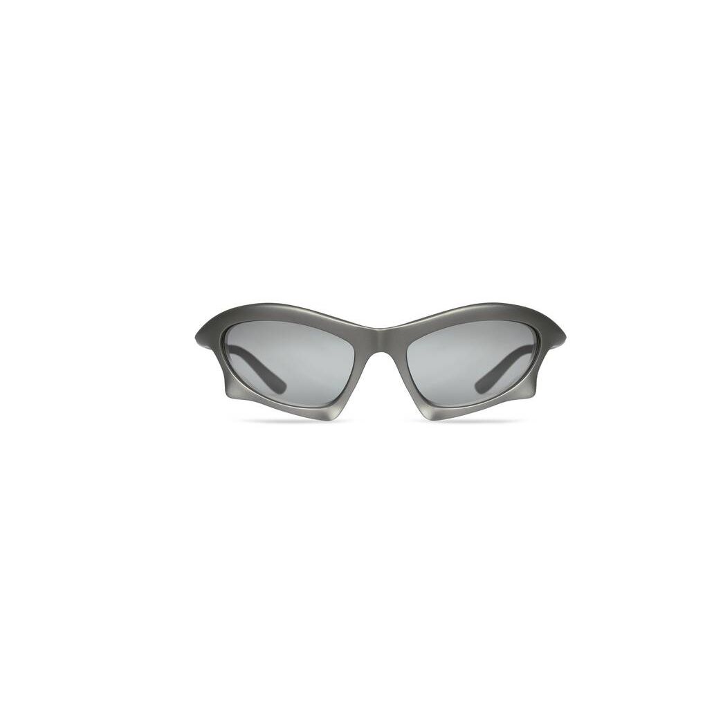 Women\'s Balenciaga Bat Rectangle Sunglasses Silver | 1843JFCDG