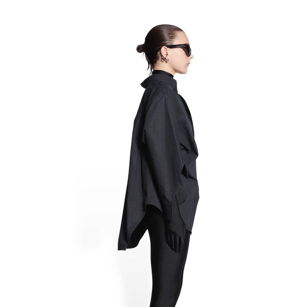 Women's Balenciaga Bb Corp Swing Twisted Shirt Tops Black | 1256HIUNZ