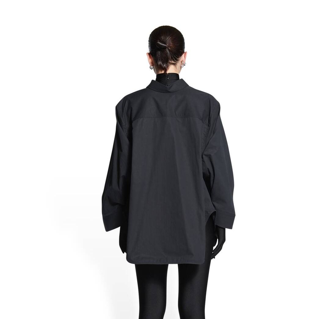 Women's Balenciaga Bb Corp Swing Twisted Shirt Tops Black | 1256HIUNZ