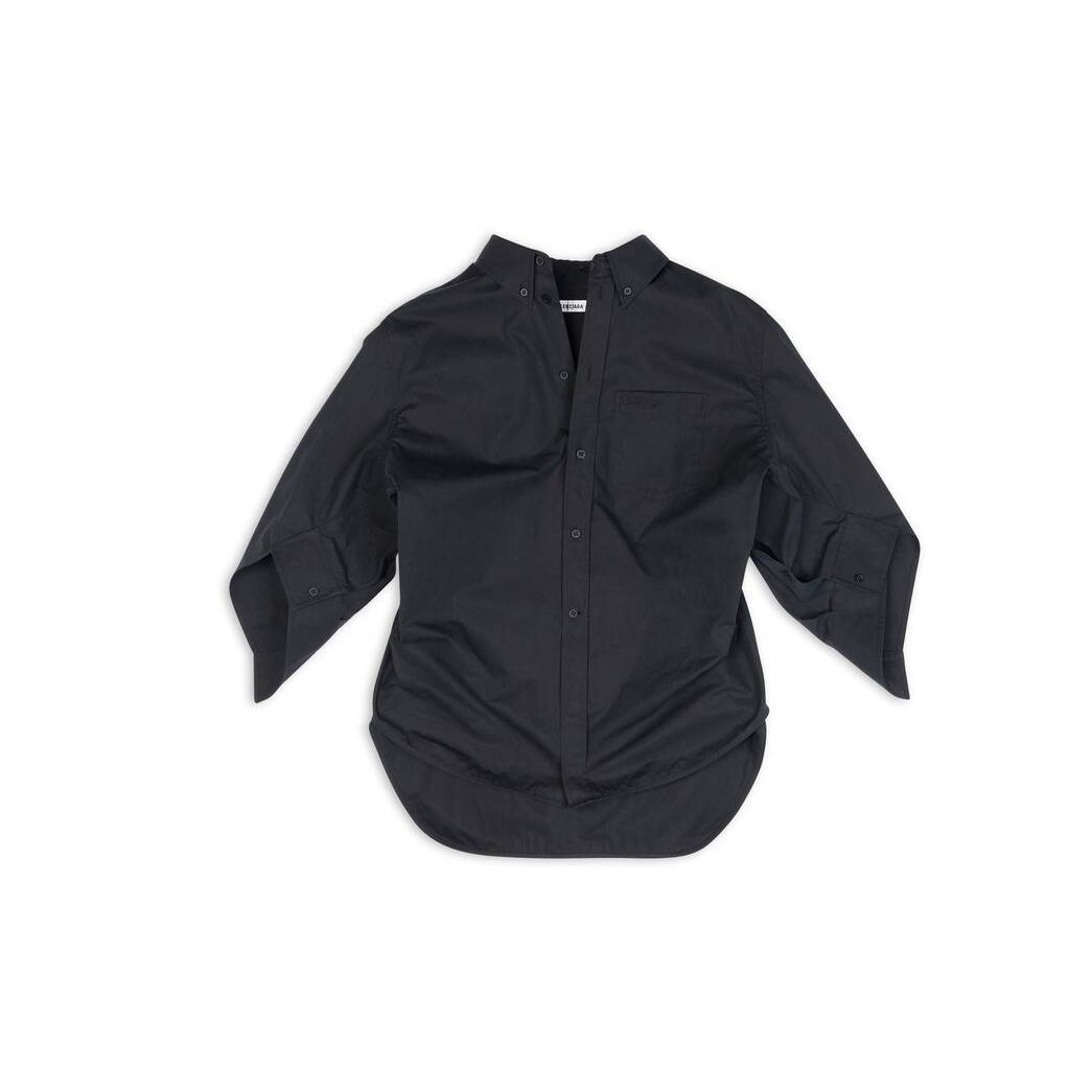 Women's Balenciaga Bb Corp Swing Twisted Shirt Tops Black | 1256HIUNZ