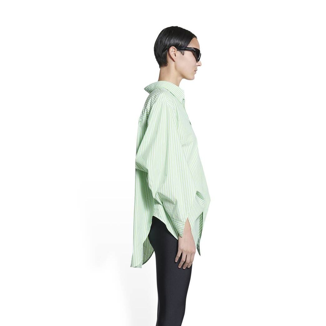 Women's Balenciaga Bb Corp Swing Twisted Shirt Tops Green | 8106THVLX