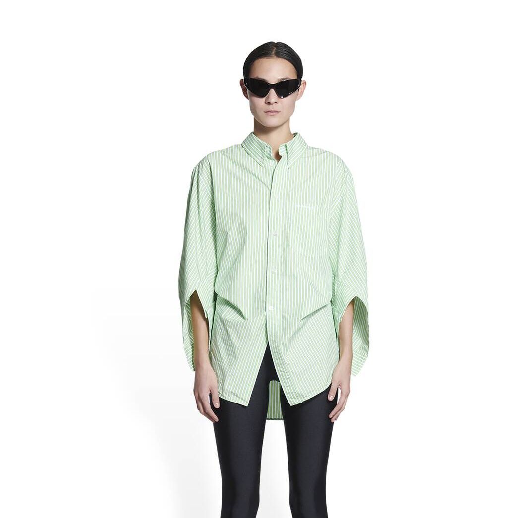 Women's Balenciaga Bb Corp Swing Twisted Shirt Tops Green | 8106THVLX