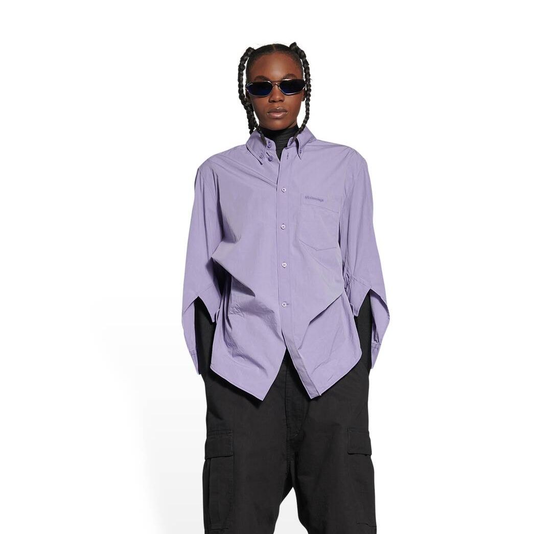 Women's Balenciaga Bb Corp Swing Twisted Shirt Tops Purple | 9017BHFSK